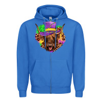 True Royal highland cow mardi gras Zipper Hoodie - JahusDesignShop