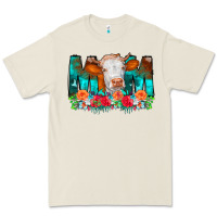 Bone Cow Mom Turquoise Tooled Leather Flowers Premium Tee - CowCowDesign