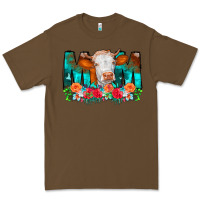 Cacao Cow Mom Turquoise Tooled Leather Flowers Premium Tee - CowCowDesign