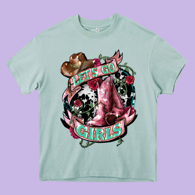 Let's Go Girl's Cowboy Boots Heavy Core Tee Designed By Howdyjamesfarm