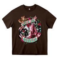 Chocolate Brown Let's go Girl's Cowboy boots Heavy Core Tee - HowdyJamesFarm
