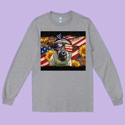 Western 4th Of July Sheep Long Sleeve Tee Designed By Lillyallendesigns