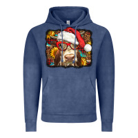 Vintage Denim Christmas Cow Vintage Hoodie - LillyAllenDesigns