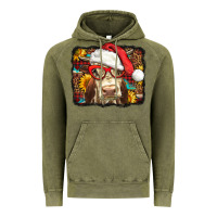 Vintage Olive Christmas Cow Vintage Hoodie - LillyAllenDesigns