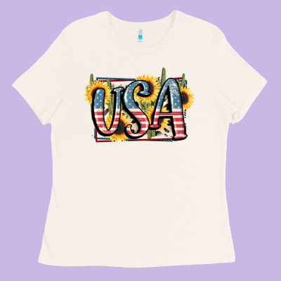 Usa 4th Of July Ladies Tee Designed By Fadigitalartstudio