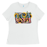 White USA 4th of July Ladies Tee - FaDigitalArtStudio