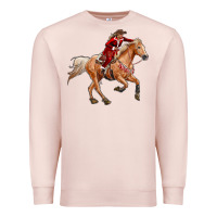 Pale Pink Western Christmas Cowgirl On The Horse Premium Sweatshirt - RanaPortraitStore