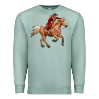 Seafoam Western Christmas Cowgirl On The Horse Premium Sweatshirt - RanaPortraitStore