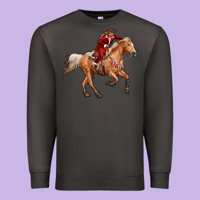 Western Christmas Cowgirl On The Horse Premium Sweatshirt Designed By Ranaportraitstore