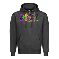 Charcoal Heather mardi gras love Zipper Hoodie - JahusDesignShop