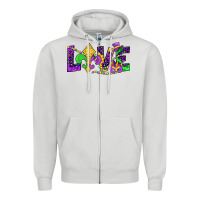 Dove Grey mardi gras love Zipper Hoodie - JahusDesignShop