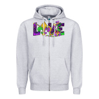 Heather Grey mardi gras love Zipper Hoodie - JahusDesignShop