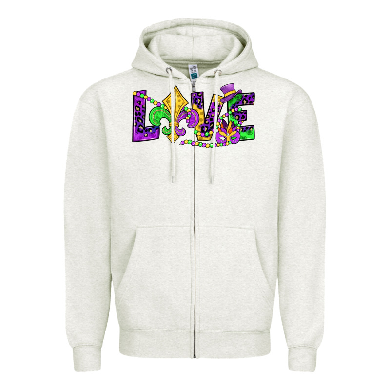 Mardi Gras Love Zipper Hoodie by JahusDesignShop | Teevron