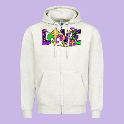 Mardi Gras Love Zipper Hoodie Designed By Jahusdesignshop