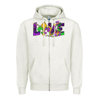 Oatmeal Heather mardi gras love Zipper Hoodie - JahusDesignShop