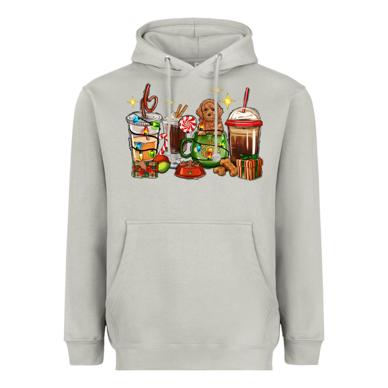 Christmas Coffee Cups With Poodle Heavyweight Hoodie by RanaPortraitStore | Teevron