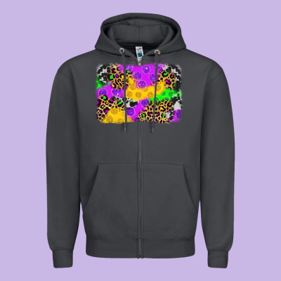 Mardi Gras Background Zipper Hoodie Designed By Jahusdesignshop