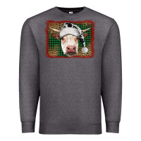 Charcoal Heather Merry Christmas Hereford Cow With Background Premium Sweatshirt - RanaPortraitStore