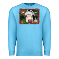 Merry Christmas Hereford Cow With Background Premium Sweatshirt | Teevron