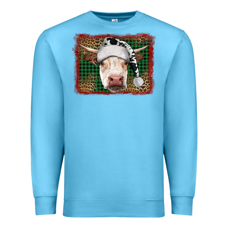 Merry Christmas Hereford Cow With Background Premium Sweatshirt by RanaPortraitStore | Teevron