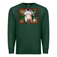 Sports Green Merry Christmas Hereford Cow With Background Premium Sweatshirt - RanaPortraitStore