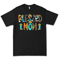 Black Blessed Mom Premium Tee - CowCowDesign
