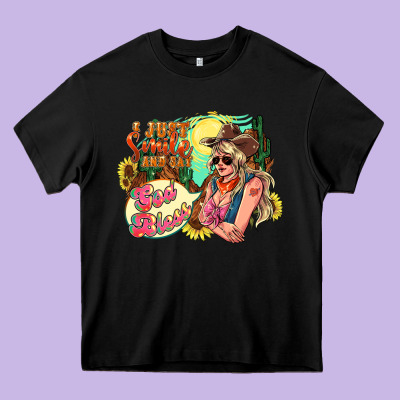 I Just Smile And Say God Bless Heavy Core Tee Designed By Howdyjamesfarm