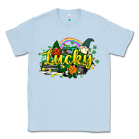 Dusty Blue lucky gnomes truck St. Patrick's Classic Tee - HowdyJamesFarm