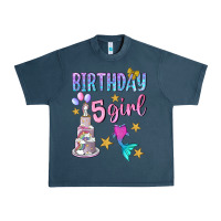 Midnight Navy birthday girl 5 Urban Heavy Tee - BundleAndBundleShop