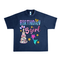 Navy birthday girl 5 Urban Heavy Tee - BundleAndBundleShop