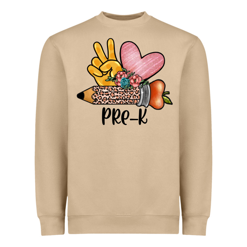 Peace Love Pre K Heavyweight Sweatshirt by JahusDesignShop | Teevron