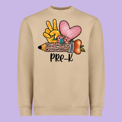 Peace Love Pre K Heavyweight Sweatshirt Designed By Jahusdesignshop