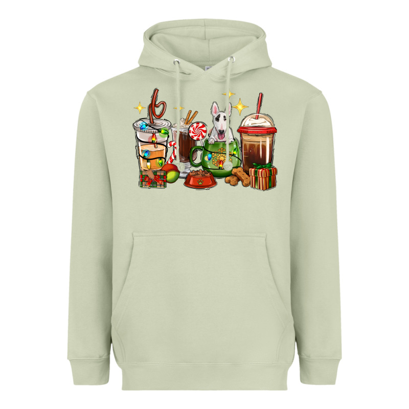Christmas Coffee Cups With Bull Terrier Heavyweight Hoodie by RanaPortraitStore | Teevron