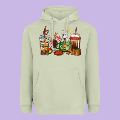 Christmas Coffee Cups With Bull Terrier Heavyweight Hoodie Designed By Ranaportraitstore