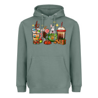 Sage Christmas coffee cups with Bull Terrier Heavyweight Hoodie - RanaPortraitStore