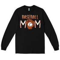 Black Baseball Mom Long Sleeve Tee - CowhideDigitalArt