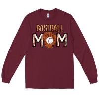 Burgundy Baseball Mom Long Sleeve Tee - CowhideDigitalArt