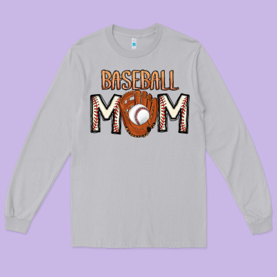 Baseball Mom Long Sleeve Tee Designed By Cowhidedigitalart