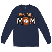 Navy Baseball Mom Long Sleeve Tee - CowhideDigitalArt