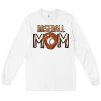 White Baseball Mom Long Sleeve Tee - CowhideDigitalArt