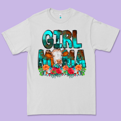 Girl Mama Flowers Cow Premium Tee Designed By Cowcowdesign
