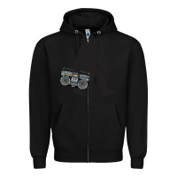 Black bigfoot beatbox boom box retro   bigfoot boom box Zipper Hoodie - DesigneFamous