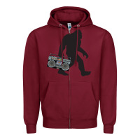 Burgundy bigfoot beatbox boom box retro   bigfoot boom box Zipper Hoodie - DesigneFamous