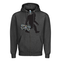 Charcoal Heather bigfoot beatbox boom box retro   bigfoot boom box Zipper Hoodie - DesigneFamous