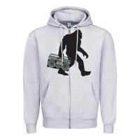 Heather Grey bigfoot beatbox boom box retro   bigfoot boom box Zipper Hoodie - DesigneFamous