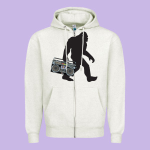 Bigfoot Beatbox Boom Box Retro   Bigfoot Boom Box Zipper Hoodie Designed By Designefamous