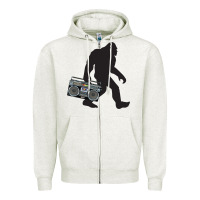 Oatmeal Heather bigfoot beatbox boom box retro   bigfoot boom box Zipper Hoodie - DesigneFamous