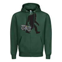 Sports Green bigfoot beatbox boom box retro   bigfoot boom box Zipper Hoodie - DesigneFamous