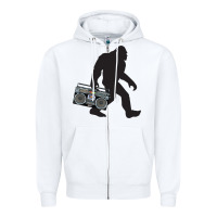 White bigfoot beatbox boom box retro   bigfoot boom box Zipper Hoodie - DesigneFamous