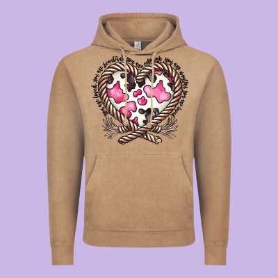 Western Cowhide Heart Vintage Hoodie Designed By Cowhidedigitalart